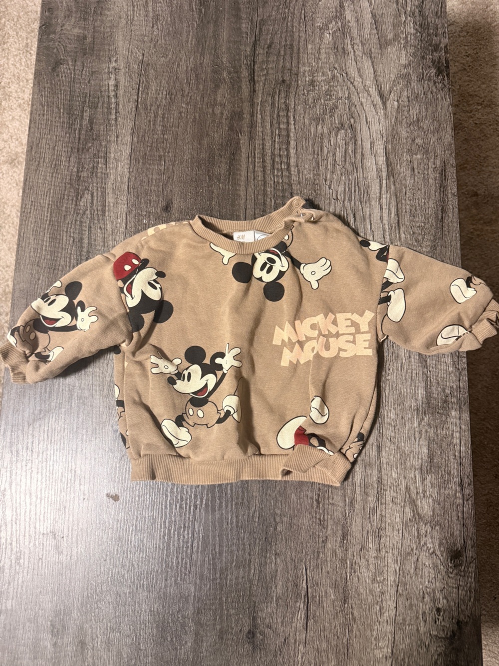 H&M Tan Mickey Mouse Printed Sweatshirt